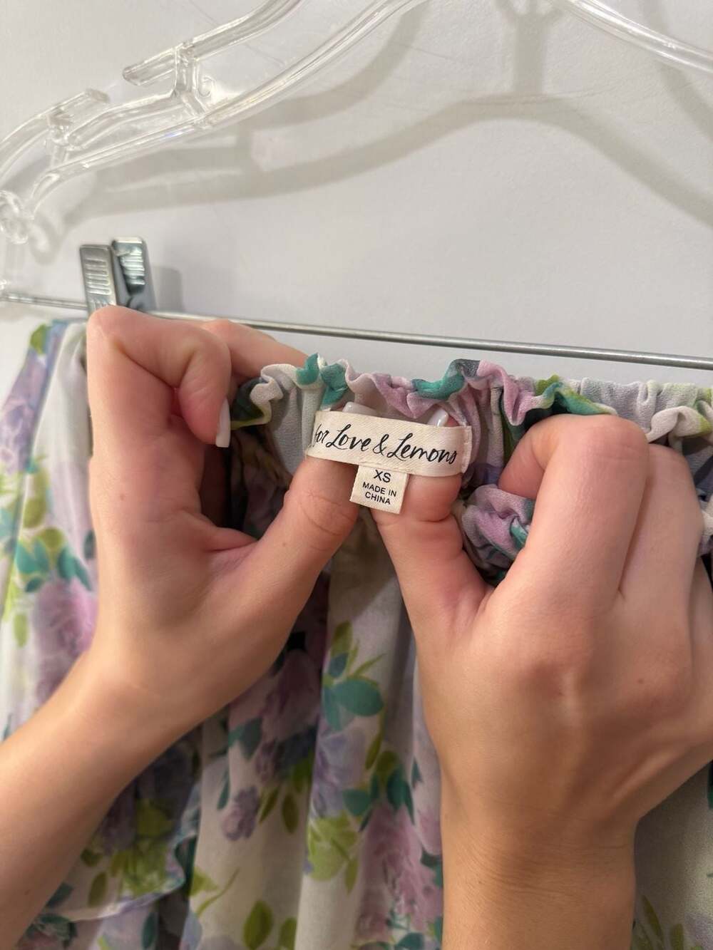 For Love & Lemons Evie Ruffled Floral Mini Skirt Lavender XS - Picture 3 of 7